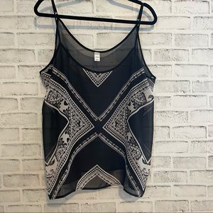 Old Navy Flowy Cami Top Tank Black and Creamy White Size XL #BB327